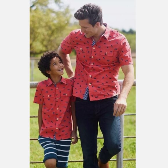 Matilda Jane HORSING AROUND Boys Red Cotton Short Sleeve Button Down NWT Boys 8 - Picture 2 of 8